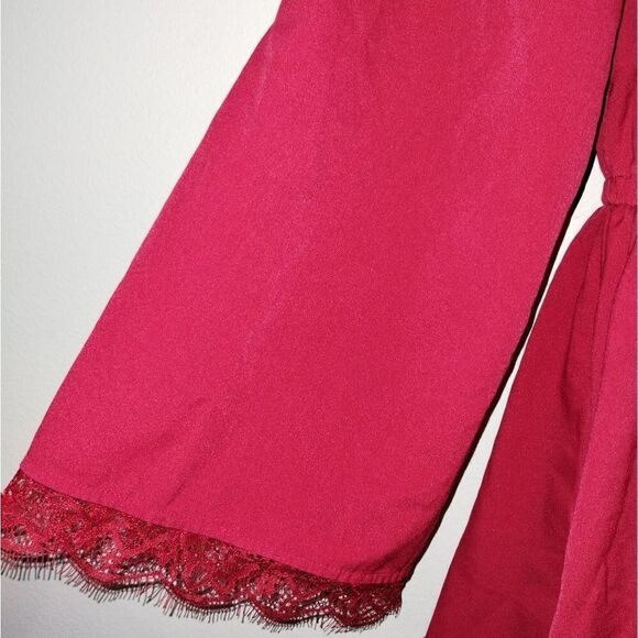 Lane Bryant Red Faux Wrap Blouse - Picture 2 of 9